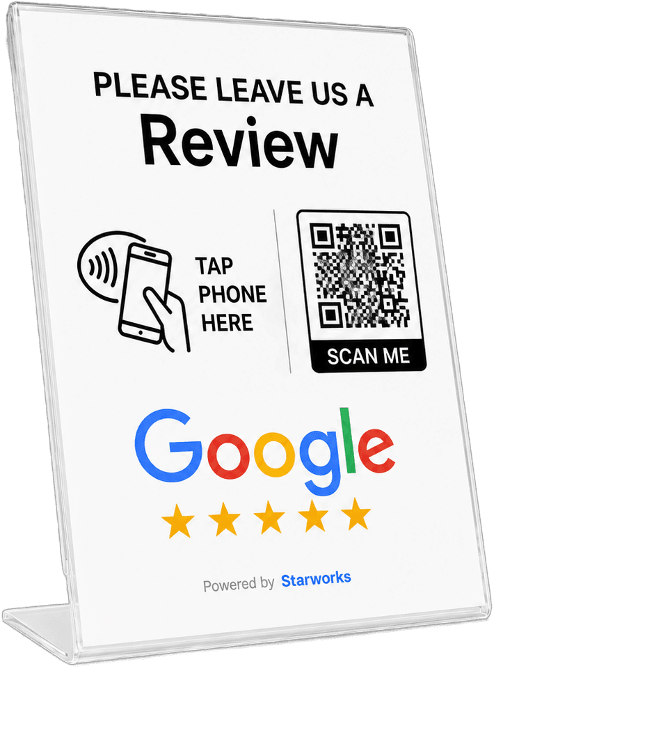Tap-to-Review counter standee